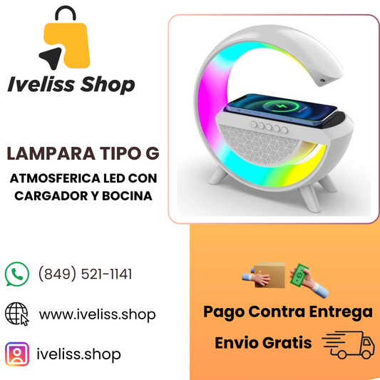 LAMPARA ATMOSFERICA TIPO G LED CON CARGADOR Y BOCINA
