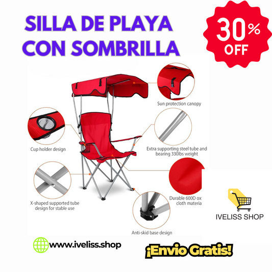 SILLA DE PLAYA CON SOMBRILLA