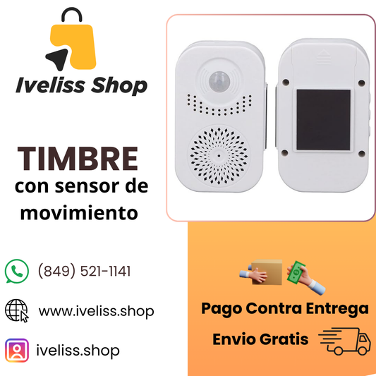 TIMBRE CON SENSOR DE MOVIMIENTO, RECORDATORIO DE VOZ, TIMBRE DE BIENVENIDA Y TONOS DE LLAMADA
